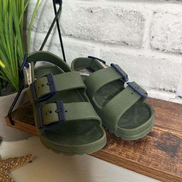 Toddler Army Green Eva Sandals, Birkis Style Size 7 - Picture 2 of 5
